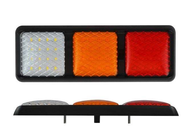 Led rem/achterlicht unit 284 x 100 x 27 Compleet compact achterlicht met ronde lensvormen (warm)