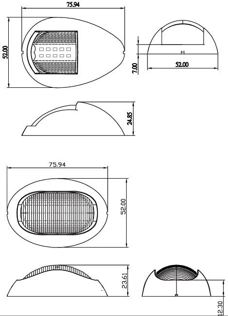 Led Navigatielamp rode verlichting chromen rand 12/24V