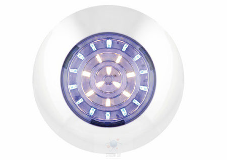 Led Interieurverlichting duo color wit en blauw met witte rand rond 75 12V