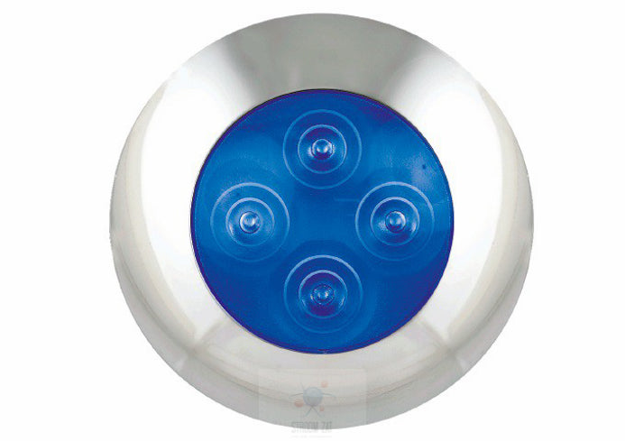 Led Interieurverlichting blauw met chromen rand rond 75 12V