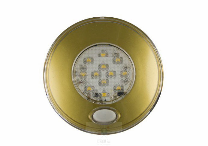 Led Interieurverlichting voorzien warm white licht 24V Goudkleurige rand & schakelaar rond 80