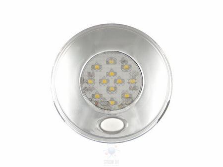 Led Interieurverlichting voorzien warm white licht 24V zilveren rand & schakelaar rond 80