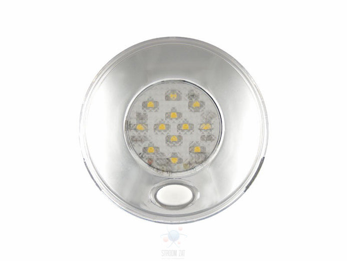 Led Interieurverlichting voorzien warm white licht 24V zilveren rand & schakelaar rond 80