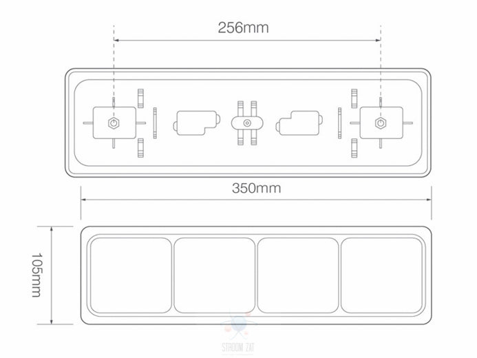 Led rem/achterlicht unit 350 x 105 x 47 80 serie 4 kamer
