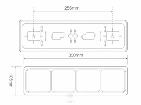 Led rem/achterlicht unit 350 x 105 x 47 80 serie 4 kamer
