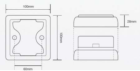 LED combi lamp 100x100mm chroom 80 serie