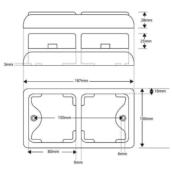 Led rem/achterlicht unit 190 x 100 x 28 80 serie