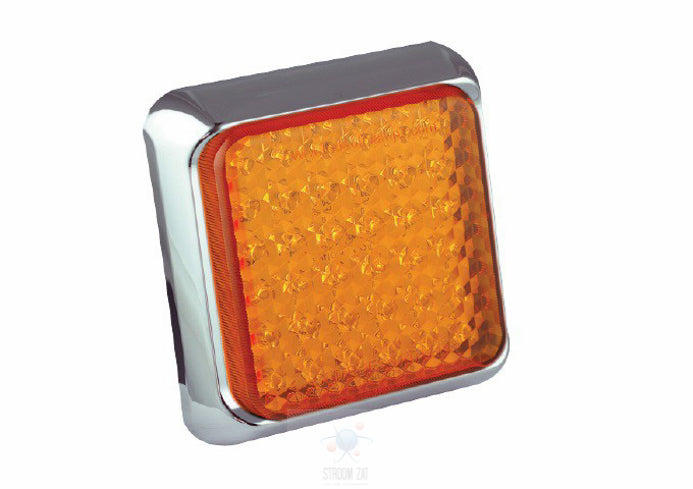 Led 145mm vierkant knipperlicht chroom 125 serie