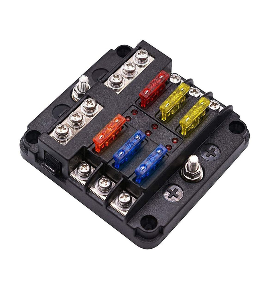 Zekeringhouder Ato 6voudig met LED en massa