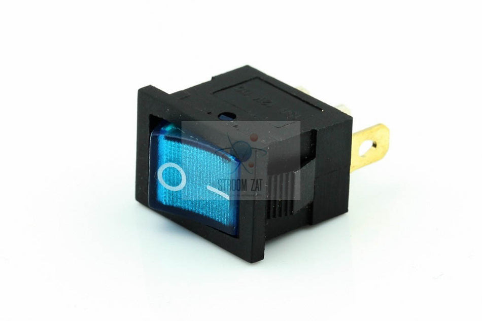 Mini tuimelschakelaar rechthoek blauw verlicht 12V