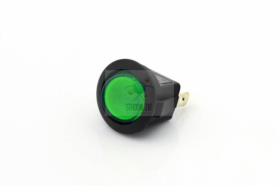Mini tuimelschakelaar rond groen verlicht 12V