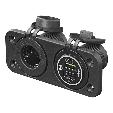 Inbouw USB A+C  met 12V standaard stopcontact
