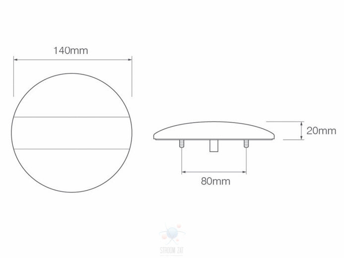 Led rem/achterlicht/richtingaanwijzer unit Plat Rond 140 x 20mm 140 serie plug&play