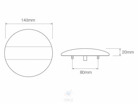 Led rem/achterlicht/richtingaanwijzer unit Plat Rond 140 x 20mm 140 serie plug&play