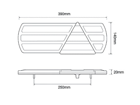 Led rem/achterlicht unit 390 x 140 x 20 EU390 serie links 