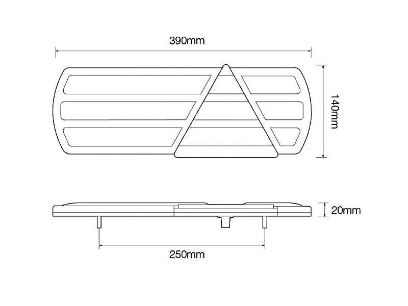 Led rem/achterlicht unit 390 x 140 x 20 EU390 serie rechts