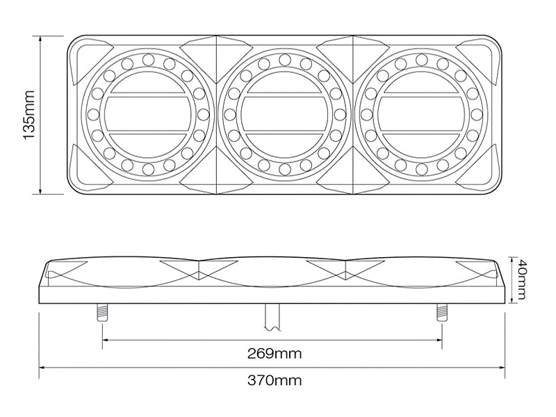 Led rem/achterlicht unit 370 x 135 x 40 maxilamp serie