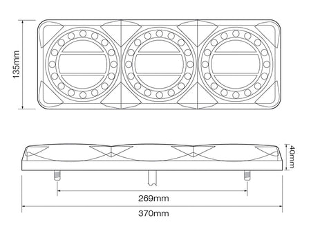 Led rem/achterlicht unit 370 x 135 x 40 maxilamp serie