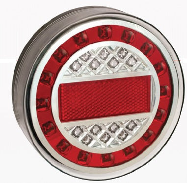 Led achterlicht unit Rond 125 x 40mm incl. rechthoekige reflector maxilamp serie