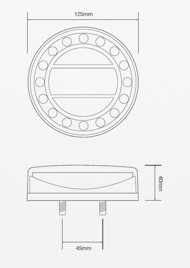 Led mistachterlicht unit Rond 125 x 40mm incl. ronde reflector maxilamp serie