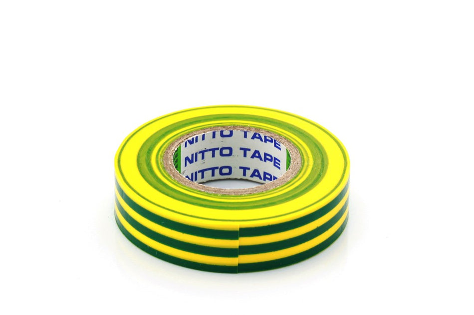 Tape PVC isolatie met lijmlaag 15mm x 10m geel/groen