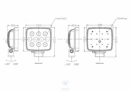 Led Achteruitrijlamp 1700 Lumen vierkant 12 Led's 